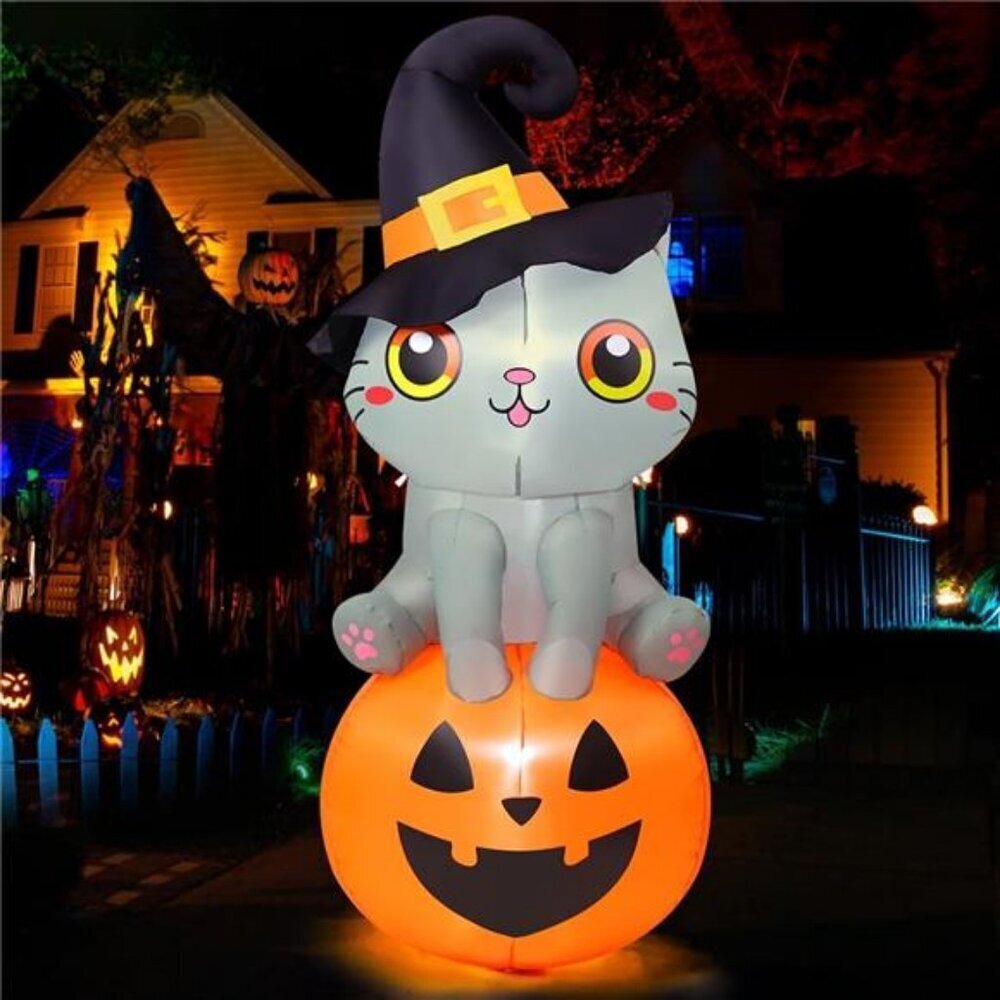 6 FT Halloween Inflatables Cat Outdoor Decorations Blow Up Yard Cute